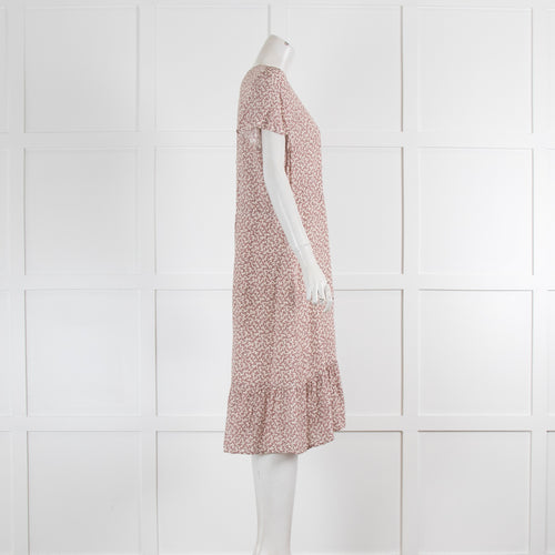 Rails Cream Short Sleeve Dress With Pink Flowers & Frill Hem