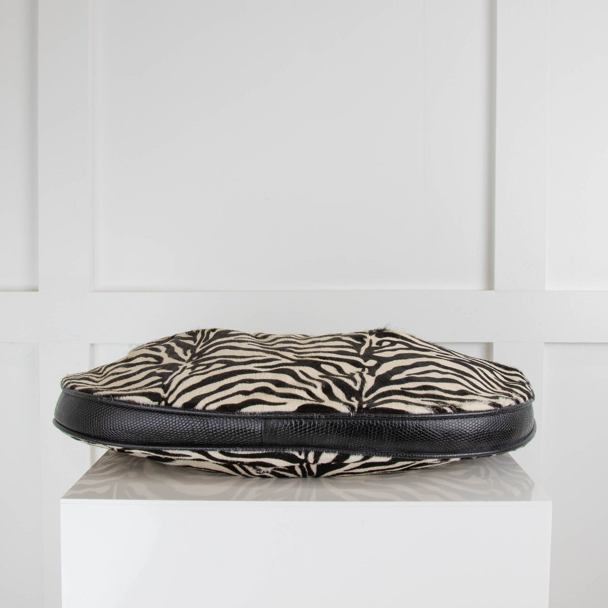 Staud Sasha Textured Leather Trimmed Zebra Print Shoulder Bag