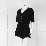 Maje Black Crochet Trim Short Sleeve Playsuit