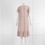 Rails Cream Short Sleeve Dress With Pink Flowers & Frill Hem