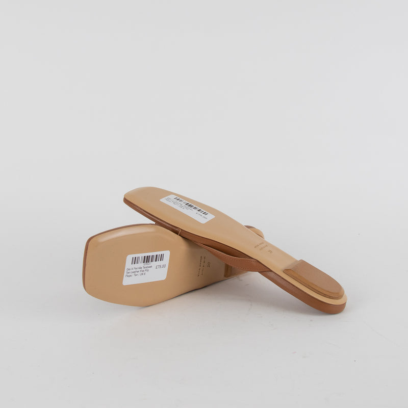 Gia X Pernille Teisbaek Tan Leather Flat Flip Flops