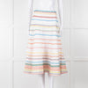 Zimmermann White Linen Midi Skirt with Multi-Coloured Scallop Trim