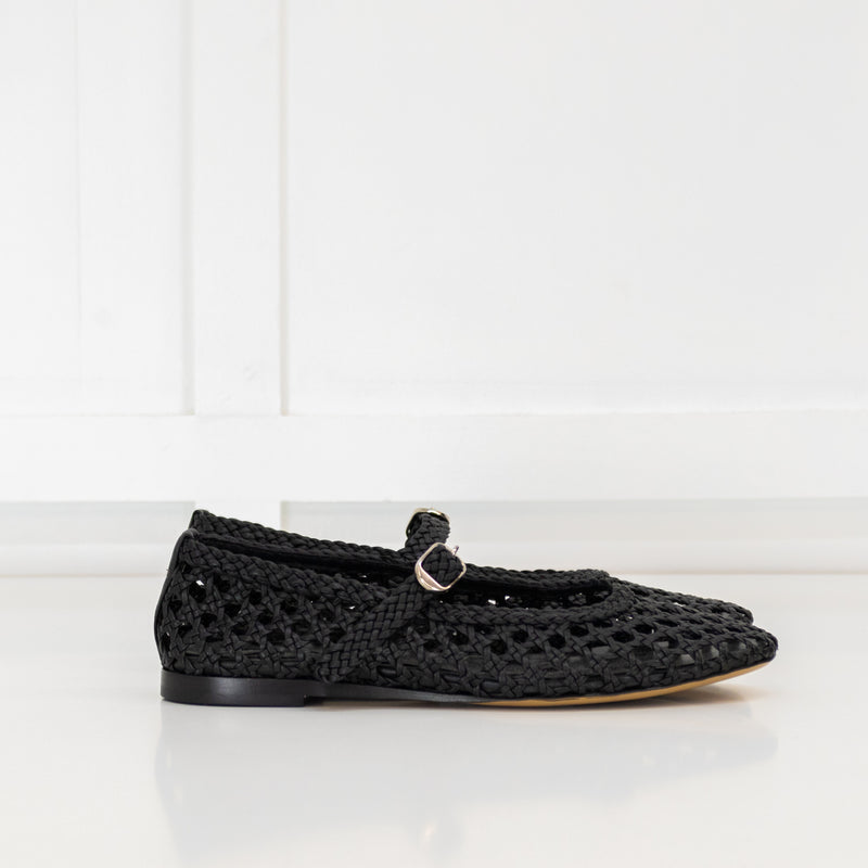 Le Monde Beryl Black Woven Mary Jane Shoes