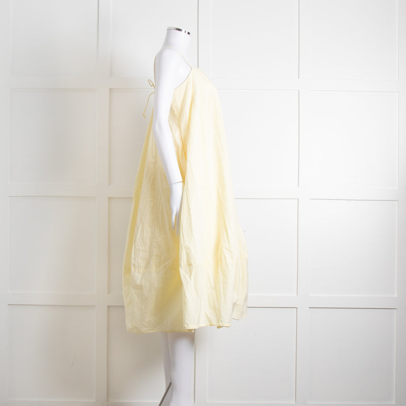 Free People Pale Yellow Spaghetti Straps Cotton Sundress