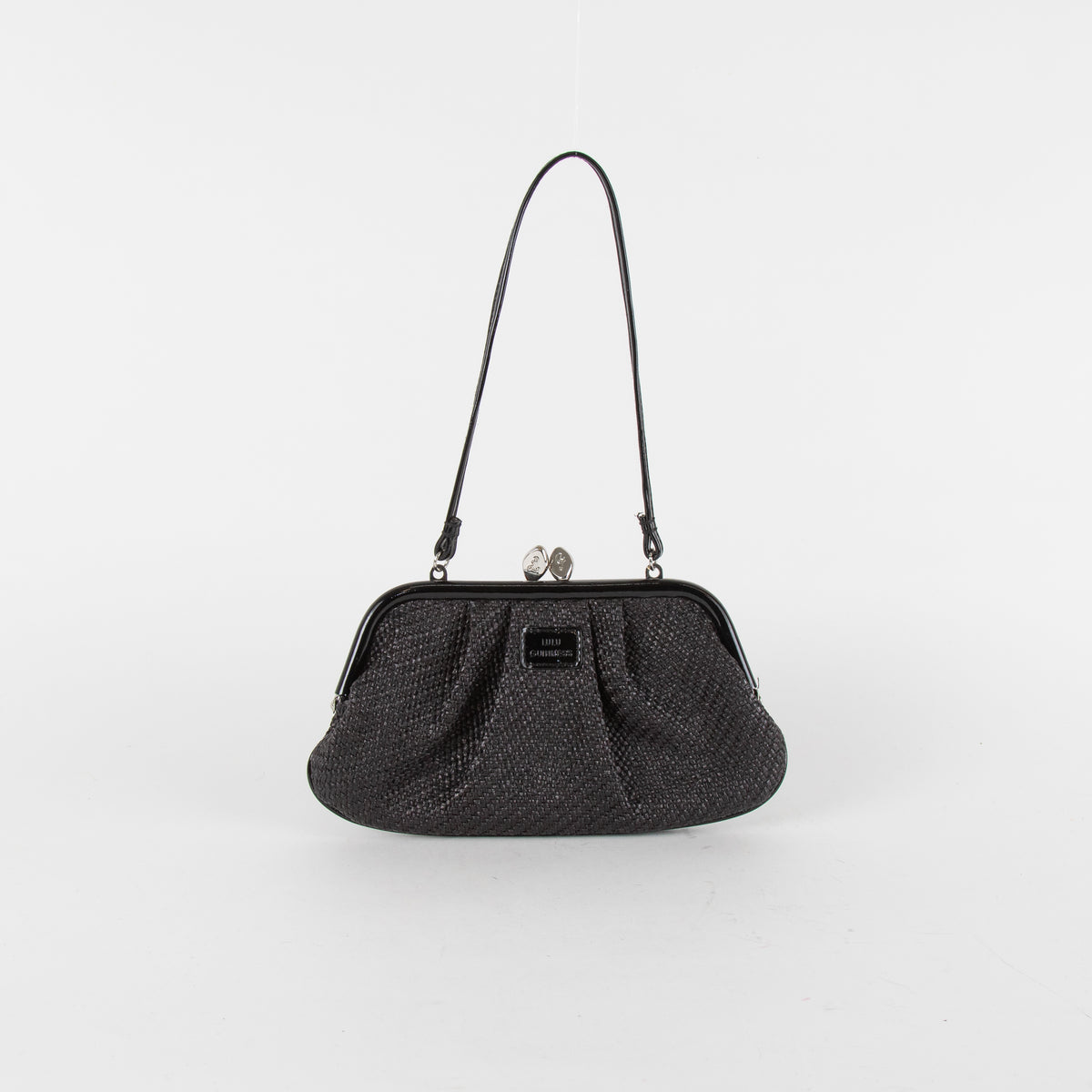 Lulu Guinness Black Raffia Small Coin Purse Bag