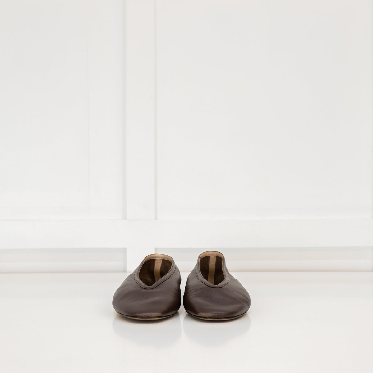 Le Monde Beryl Brown Leather Slipper Shoe