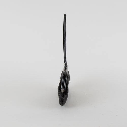 Lulu Guinness Black Raffia Small Coin Purse Bag