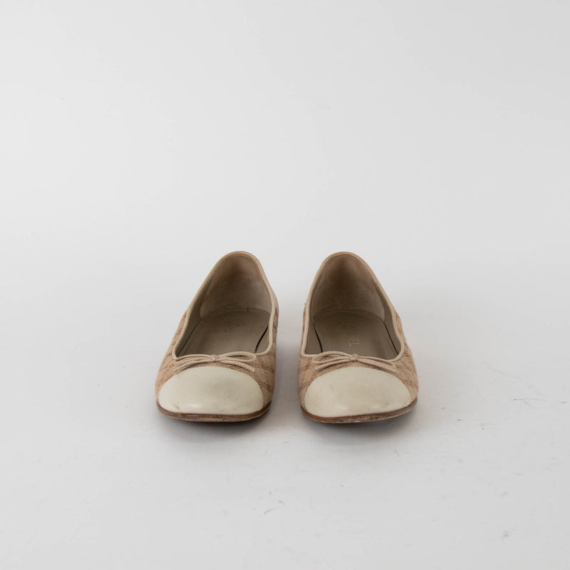 Chanel Beige Woven Ballet Pumps