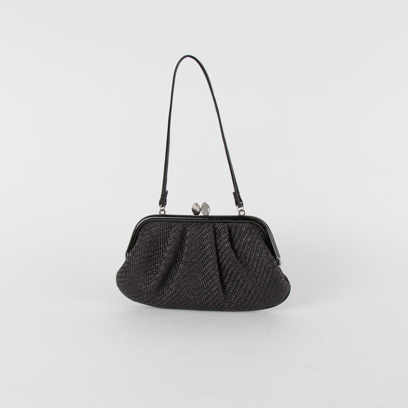Lulu Guinness Black Raffia Small Coin Purse Bag