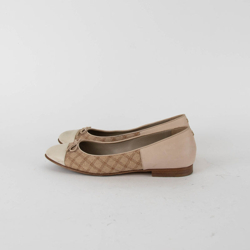 Chanel Beige Woven Ballet Pumps