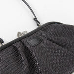 Lulu Guinness Black Raffia Small Coin Purse Bag