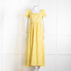 Diane Von Furstenberg Cream Yellow Floral Puffed Sleeve Maxi Dress