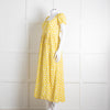 Diane Von Furstenberg Cream Yellow Floral Puffed Sleeve Maxi Dress