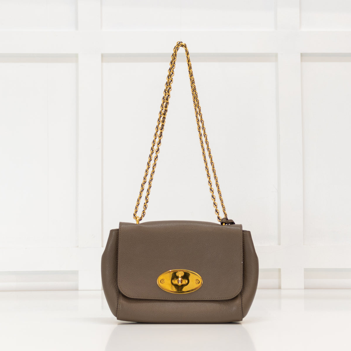 Mulberry Taupe Lily Micro Classic Grain Leather Bag