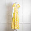 Diane Von Furstenberg Cream Yellow Floral Puffed Sleeve Maxi Dress
