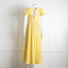 Diane Von Furstenberg Cream Yellow Floral Puffed Sleeve Maxi Dress