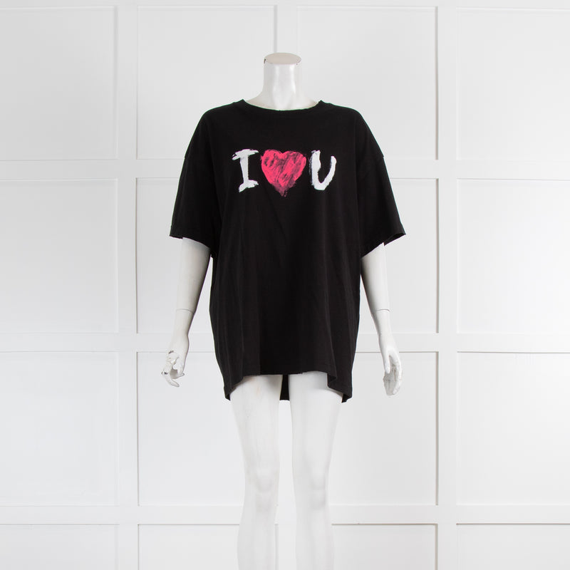 Balenciaga 'I Love You' Black Distressed T Shirt