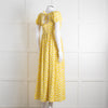 Diane Von Furstenberg Cream Yellow Floral Puffed Sleeve Maxi Dress