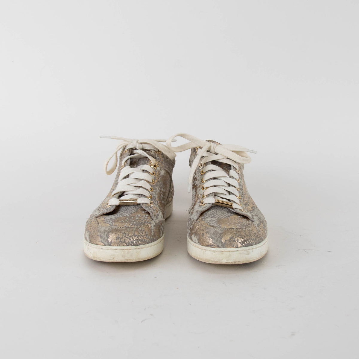 Jimmy Choo Light Khaki Snake Print Trainers