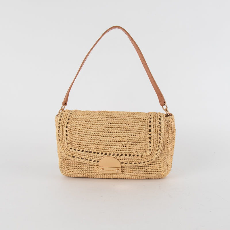 Vanessa Bruno Raffia Flap Shoulder Bag