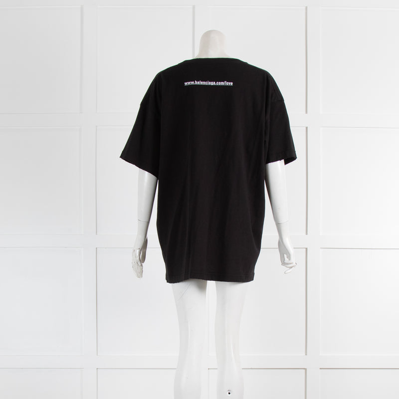 Balenciaga 'I Love You' Black Distressed T Shirt