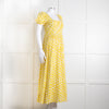 Diane Von Furstenberg Cream Yellow Floral Puffed Sleeve Maxi Dress