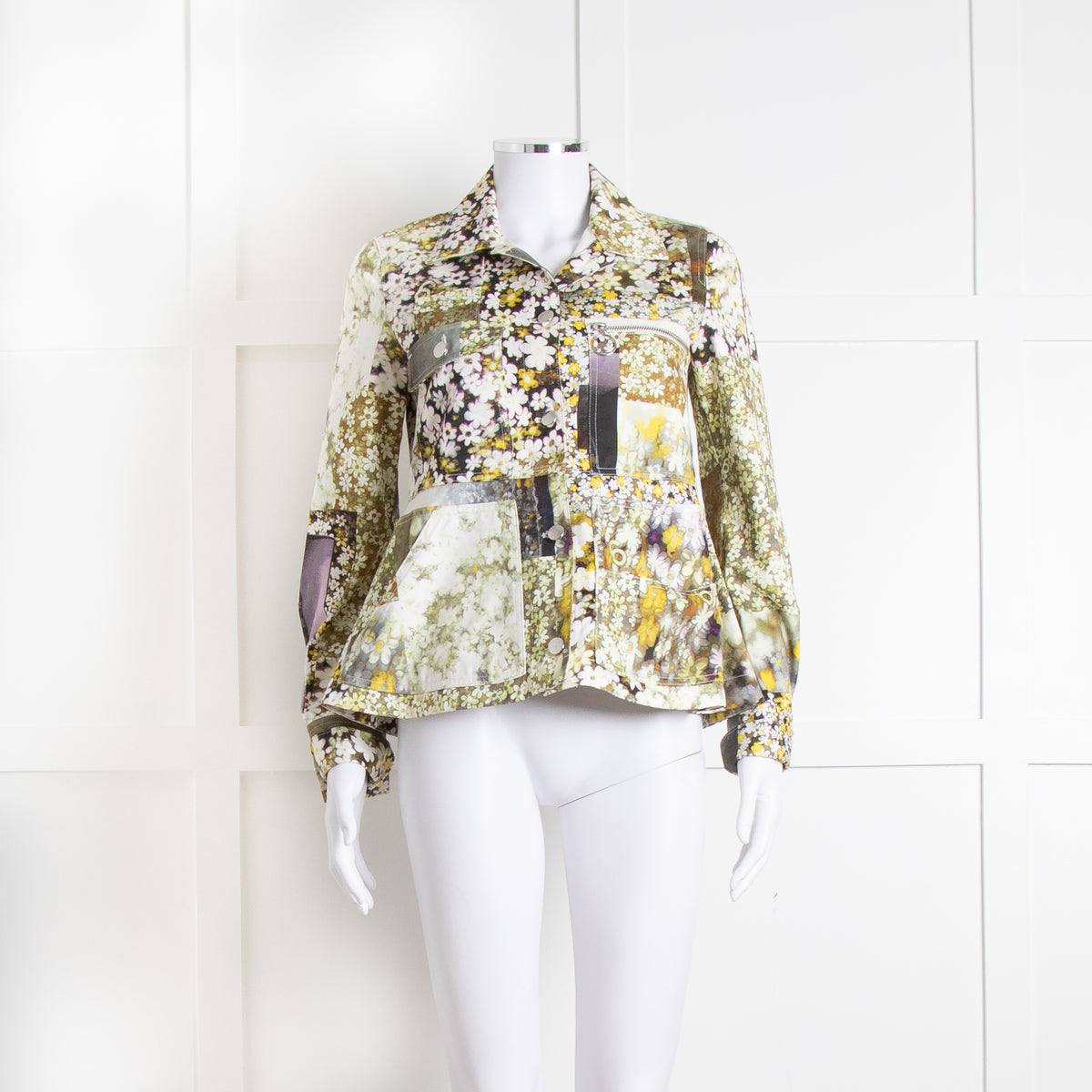 MM6 Maison Margiela Cream Khaki Daisy Print Jacket