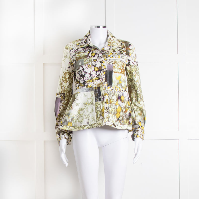 MM6 Maison Margiela Cream Khaki Daisy Print Jacket