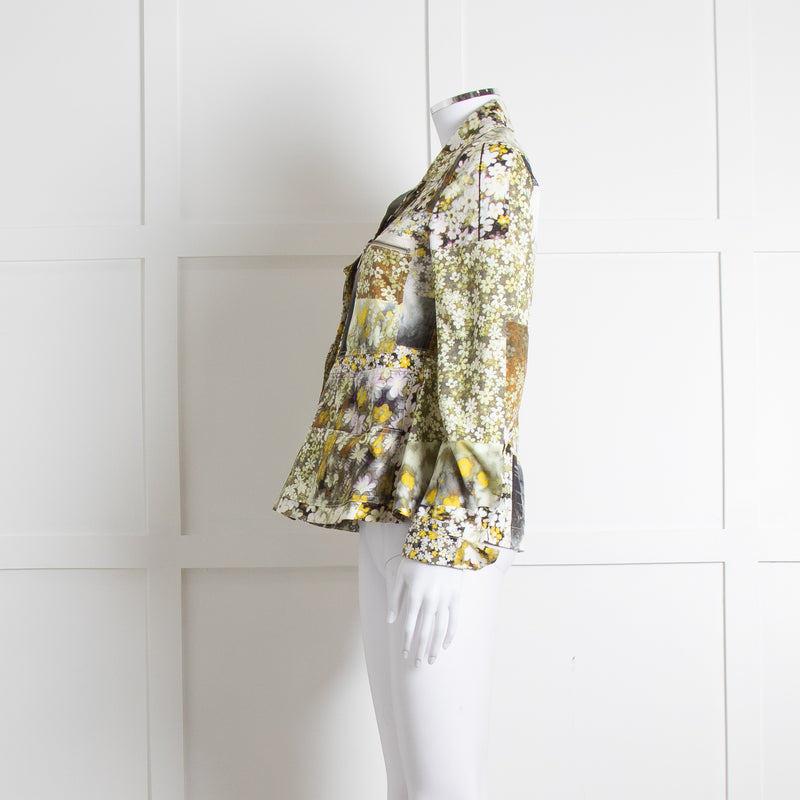 MM6 Maison Margiela Cream Khaki Daisy Print Jacket