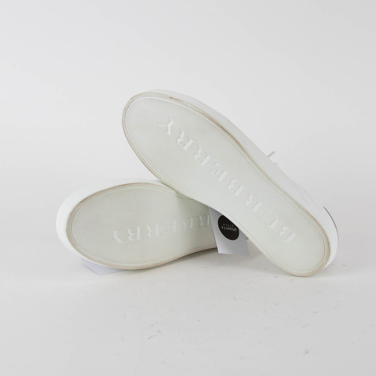 Burberry White Leather Lace Up Trainers