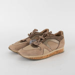 Burberry Beige Suede Satin Lace Up Cork Trainers