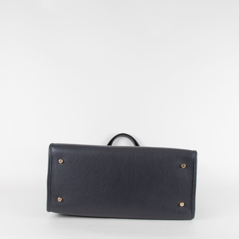 Coach Navy Blue Stripe Straw Exterior Dempsey Tote 40 Bag