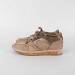 Burberry Beige Suede Satin Lace Up Cork Trainers