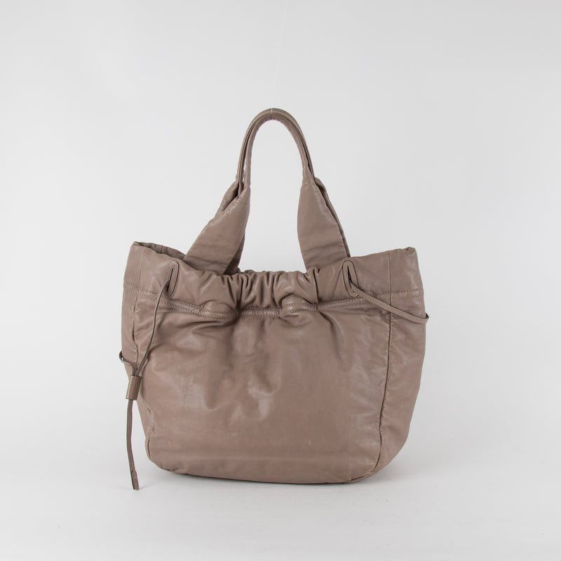 Tod's Taupe Leather Soft Drawstring Bag