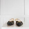 Sandro Gold and Black Woven Flat Slingback