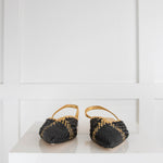 Sandro Gold and Black Woven Flat Slingback