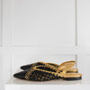 Sandro Gold and Black Woven Flat Slingback