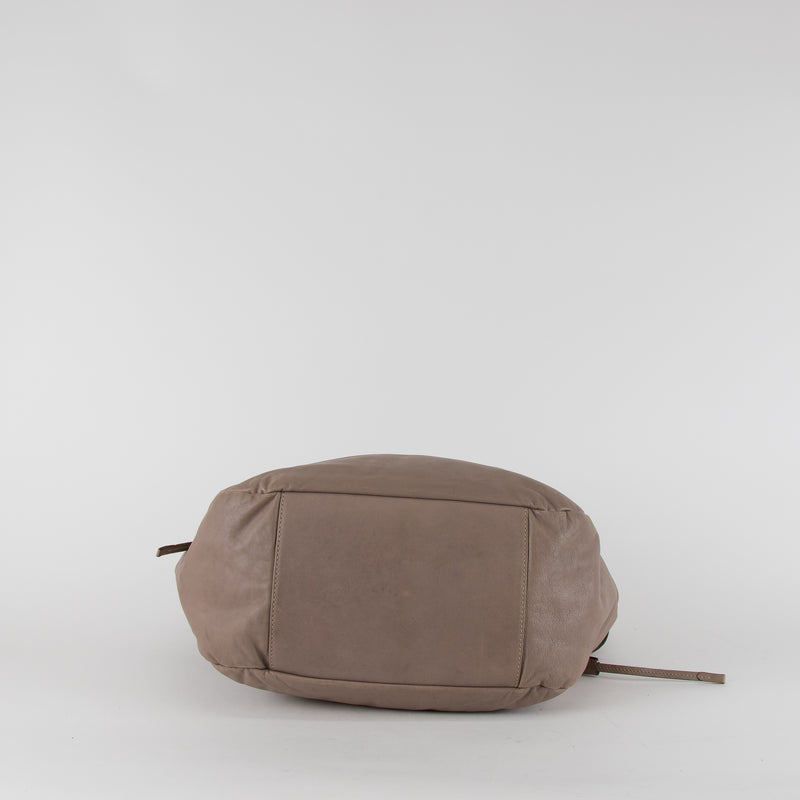 Tod's Taupe Leather Soft Drawstring Bag