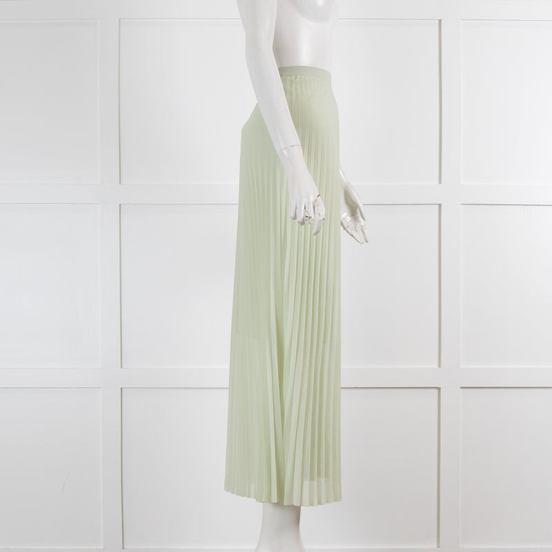 ME EM Pale Green Pleated Maxi Skirt