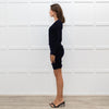Maje Navy Blue Fitted Knit Twist Front Sleeved Dress