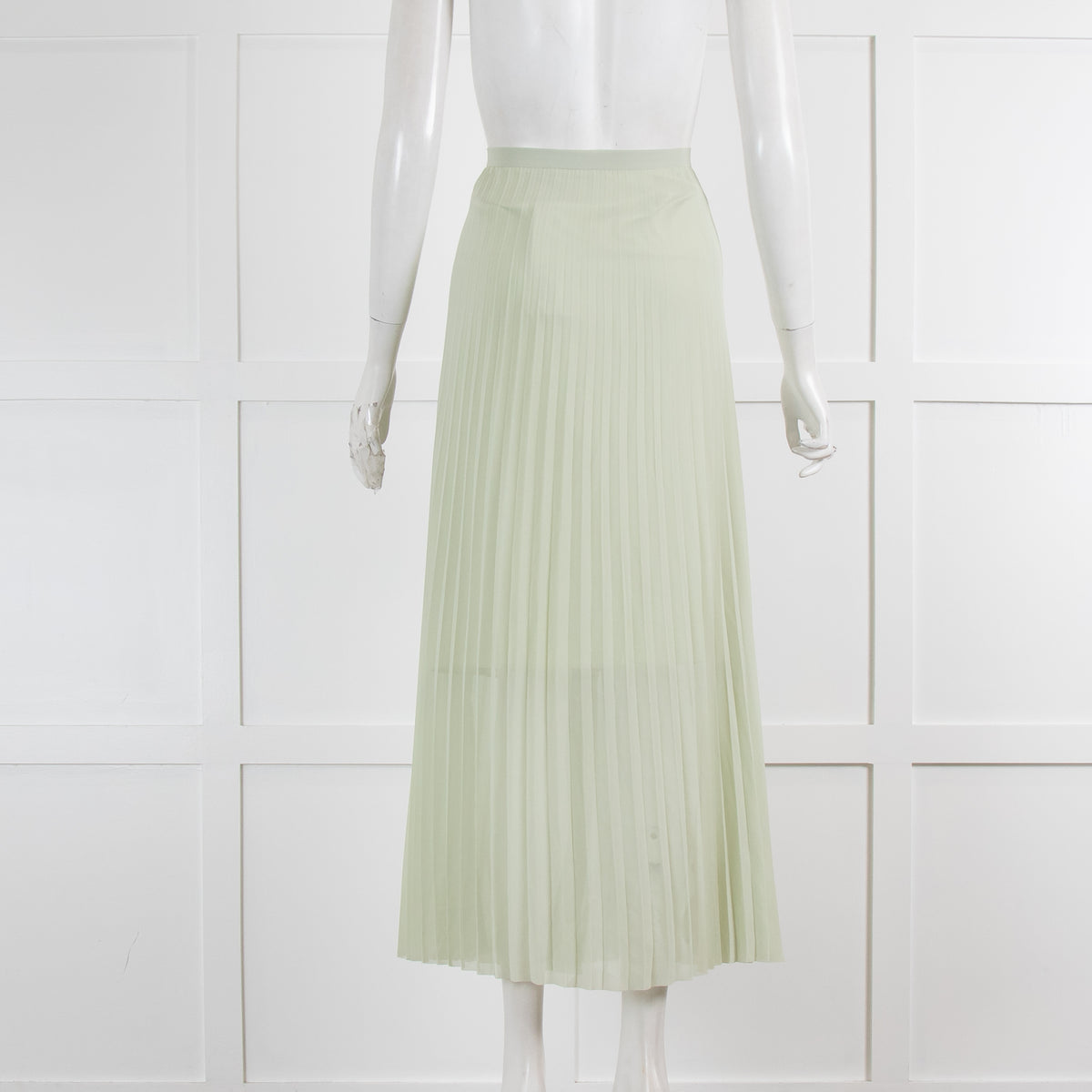 ME EM Pale Green Pleated Maxi Skirt