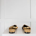 Sandro Gold and Black Woven Flat Slingback