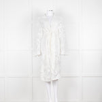 Self-Portrait White Lace Embroidery Mesh Belted Coat