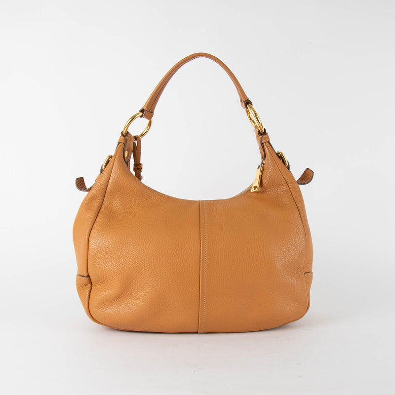 Prada Tan Vitello Daino Hobo Shoulder Bag