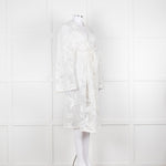 Self-Portrait White Lace Embroidery Mesh Belted Coat