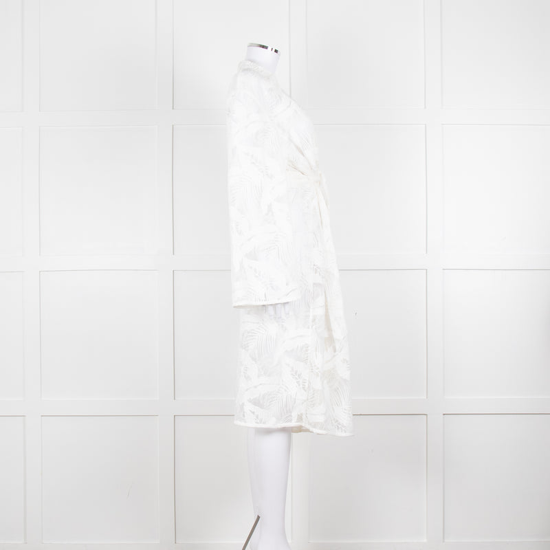 Self-Portrait White Lace Embroidery Mesh Belted Coat