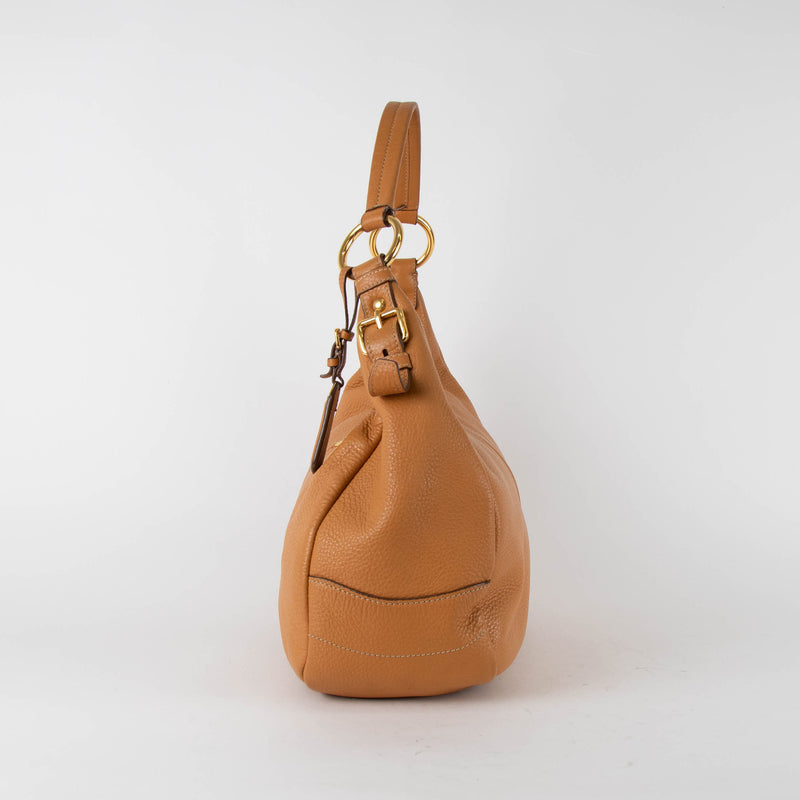 Prada Tan Vitello Daino Hobo Shoulder Bag