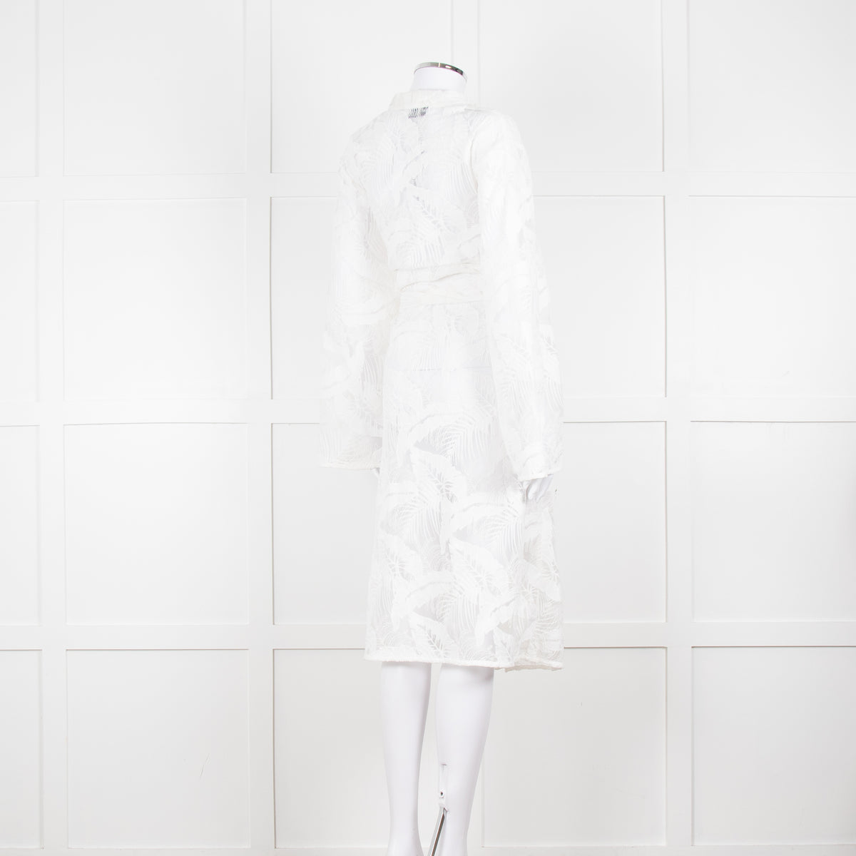 Self-Portrait White Lace Embroidery Mesh Belted Coat