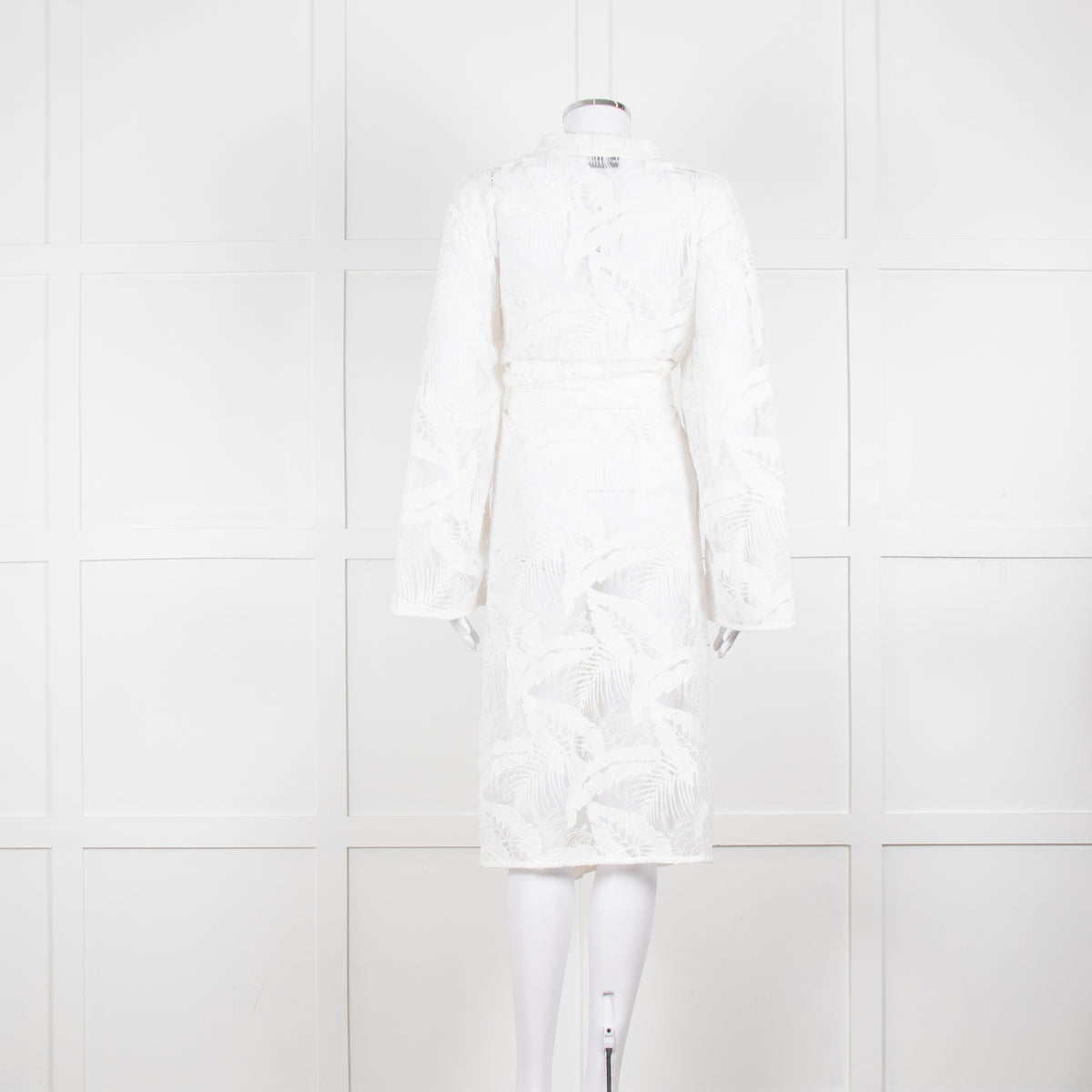 Self-Portrait White Lace Embroidery Mesh Belted Coat