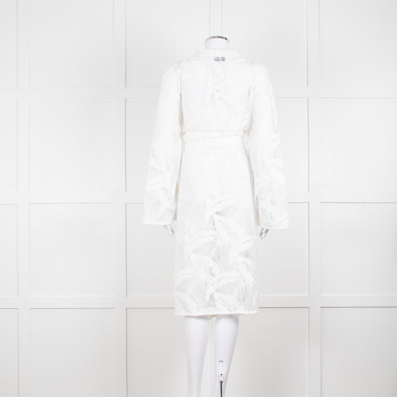 Self-Portrait White Lace Embroidery Mesh Belted Coat